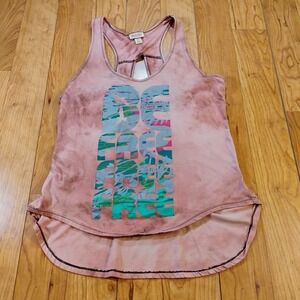 Mossimo Supply Co. Y2K Women's Large Pink Be Free Graphic Tank Top Racerback